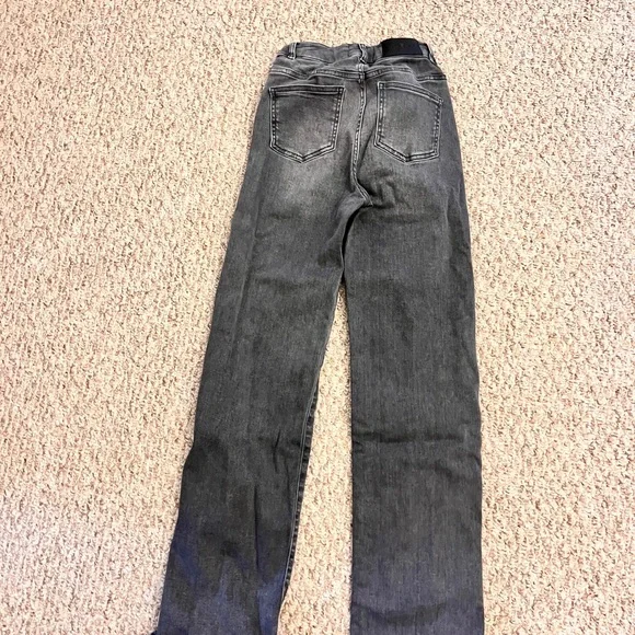 FITJEANS grey Straight Leg Jeans size Small authentic elastic denim designer - Picture 2 of 6